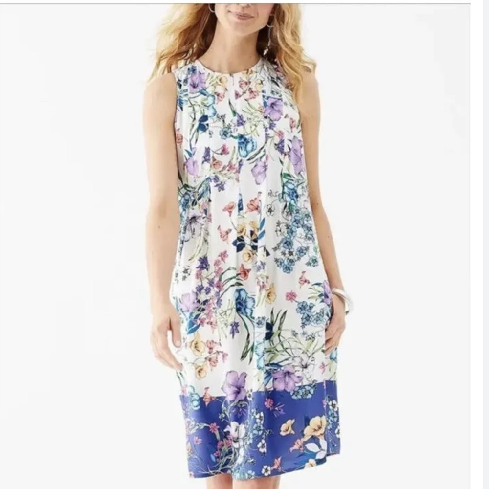 J. Jill Women’s White Blooming Floral Print Sleeveless Dress Size S